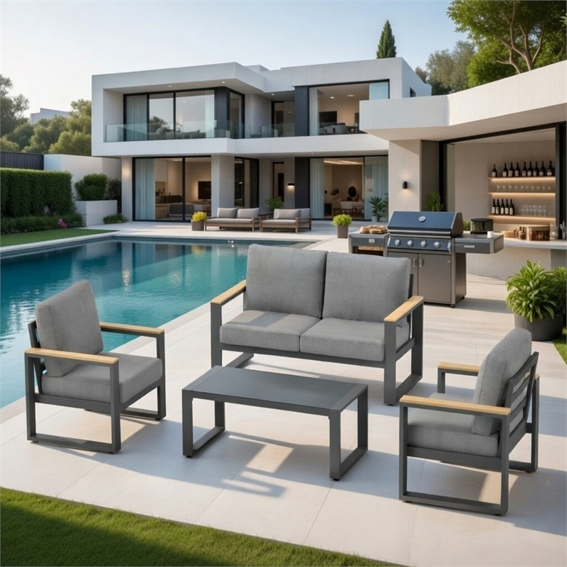 All-Weather 4-Piece Ultra Aluminum Patio Furniture - 4-Seat Conversation