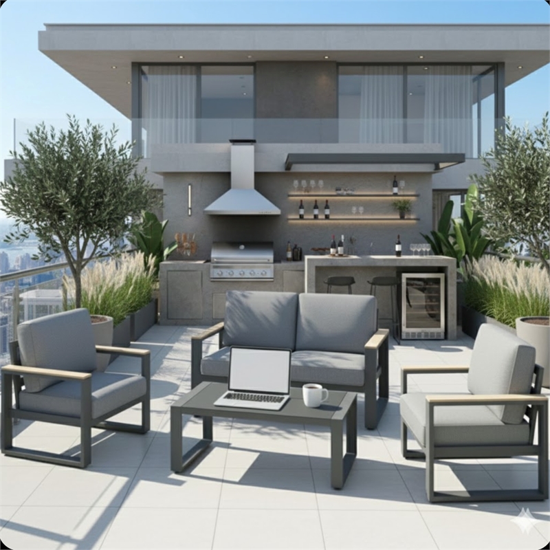 All-Weather 4-Piece Ultra Aluminum Patio Furniture - 4-Seat Conversation