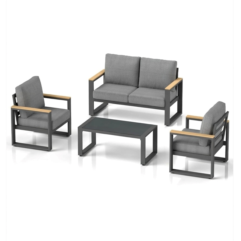 All-Weather 4-Piece Ultra Aluminum Patio Furniture - 4-Seat Conversation