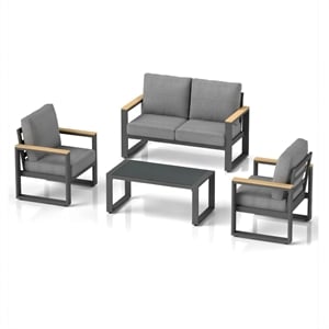 All-Weather 4-Piece Ultra Aluminum Patio Furniture - 4-Seat Conversation