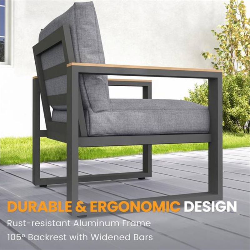 All-Weather 4-Piece Ultra Aluminum Patio Furniture Set - 5-Seat - Gray
