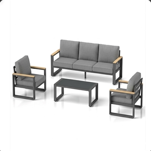 All-Weather 4-Piece Ultra Aluminum Patio Furniture Set - 5-Seat - Gray