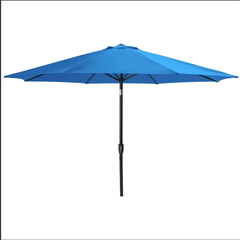 13 Feet Blue Market Patio Umbrella - Crank Lift - Tilt Ribs - UV-Resistant