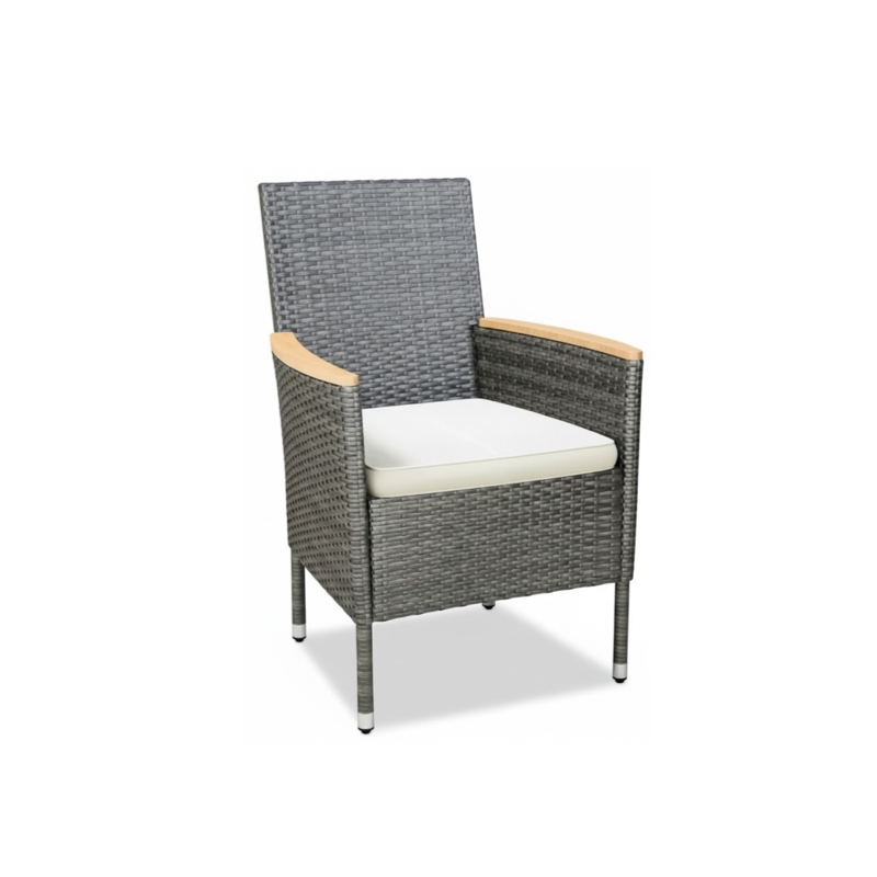 4-Piece All-Weather Gray Rattan Patio Dining Chair