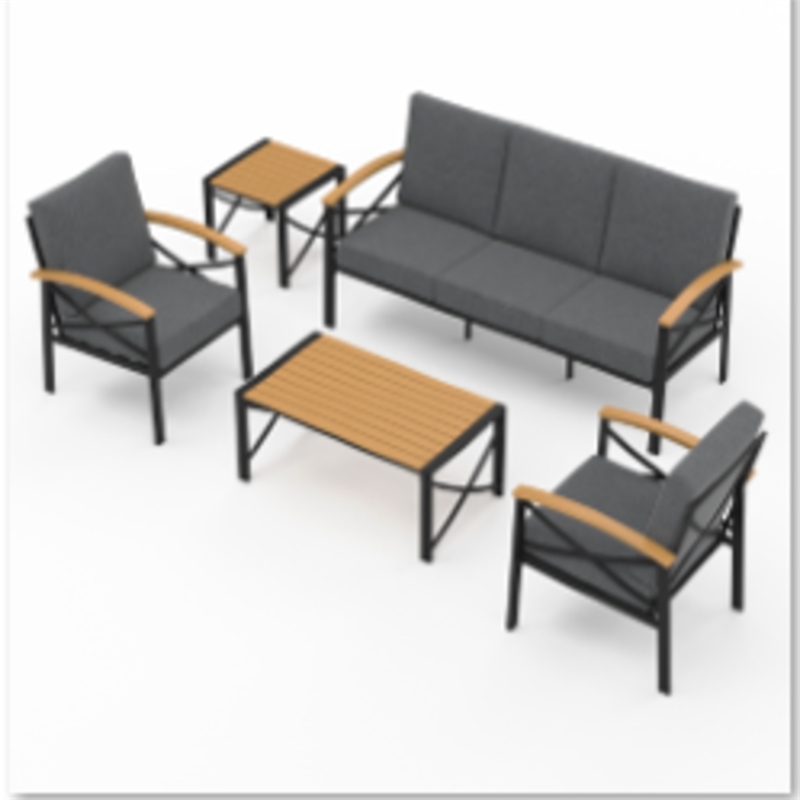 5-Piece Metal Patio Furniture Set - 5-Seat All-Weather (Black Frame)