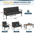 5-Piece Metal Patio Furniture Set - 7-Seat All-Weather Conversation - Gray