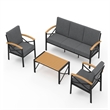 4-Piece Metal Patio Furniture Set - 5-Seat All-Weather Conversation - Gray