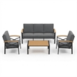 4-Piece Metal Patio Furniture Set - 5-Seat All-Weather Conversation - Gray