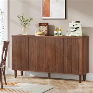 59.74&quot Modern Rustic Brown Buffet Sideboard Cabinet with Storage