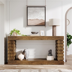 70.87&quot Narrow Brown Wood Console Table with Storage for Entryway Sofa