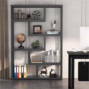 69.29&quot 6-Tier Industrial Black Etagere Bookcase with 6 Tier Open Shelves