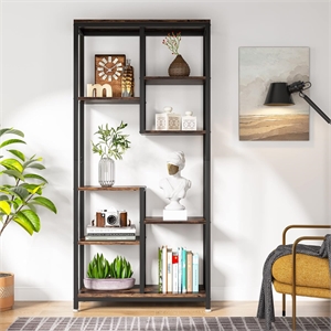 69.2&quot 6-Tier Rustic Brown Industrial 8-Shelf Etagere Bookcase Storage