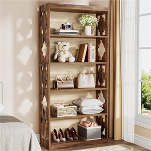 69.88&quot Tall 6-Tier Modern Rhombus Open Bookcase Storage Shelves for