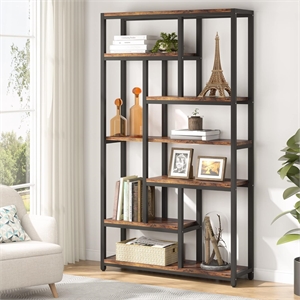 78.7&quot Extra Tall 7-Tier Industrial Vintage Rustic Brown Etagere Bookcase