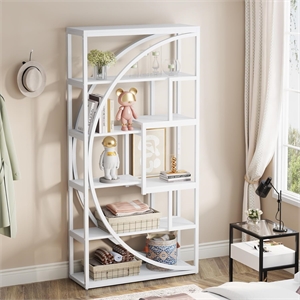 70.47&quotHeight Industrial 5-Tier White Etagere Bookshelf with 8 Open Shelves