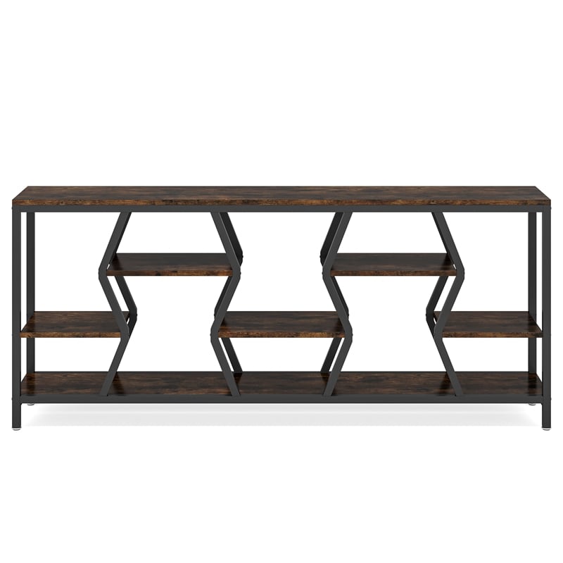 70.9 Inches Sofa Console Table with 4 Tier Wood Storage Shelves