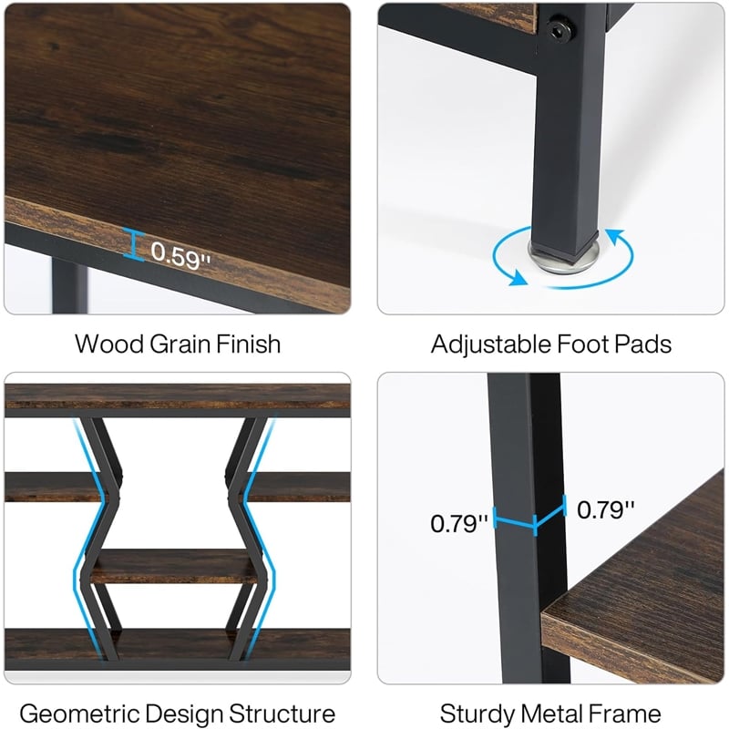 70.9 Inches Sofa Console Table with 4 Tier Wood Storage Shelves