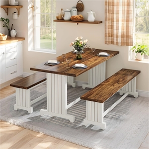 47&quot Farmhouse 3-Piece Dining Table Set for 2-4
