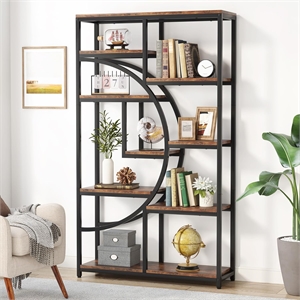 68.89&quotHeight Industrial 5-Tier Rustic Brown & Black Corner Etagere