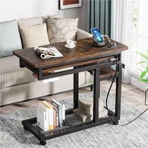 28&quot-39.3&quot Height Adjustable Portable Desk with Power Outlet & USB Ports