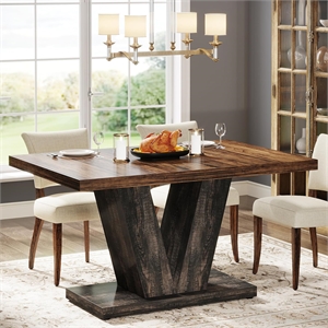 47&quot Farmhouse Dining Table for 4-6 - White Kitchen & Dinner Table with
