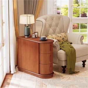 11.42&quot Walnut Solid Wood 3-Drawer End Table
