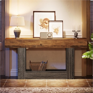 63&quot Farmhouse Console Table with Storage
