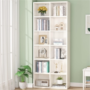 71.65&quot White Narrow 12-Cube Modern Vertical or Horizontal Bookcase Storage
