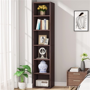70.9&quot Cherry 6-Tier Narrow Corner Cube Bookcase Storage for Living room