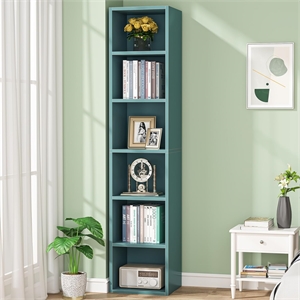 70.9&quot Blue 6-Tier Narrow Corner Cube Bookcase Storage for Living room