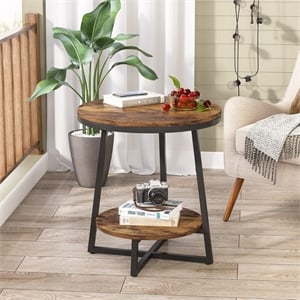 19.68&quot Industrial End Table with Storage Shelf