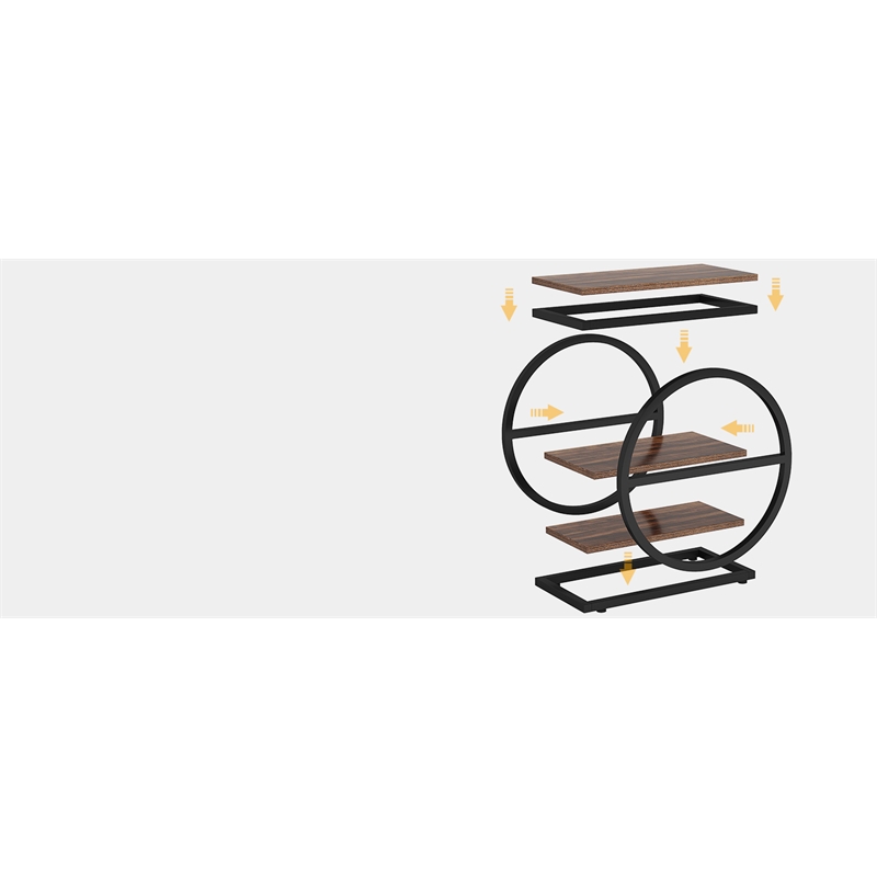 Industrial Narrow End Table with 3 Shelves