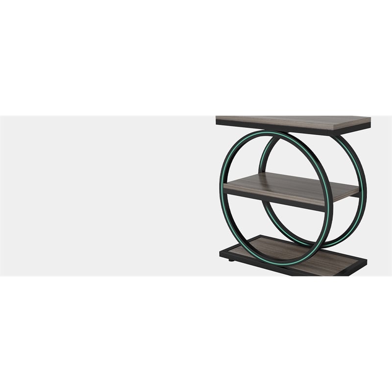 Industrial Narrow End Table with 3 Shelves
