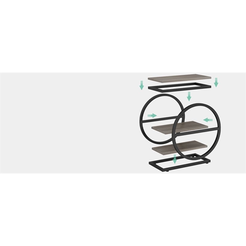 Industrial Narrow End Table with 3 Shelves