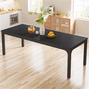 78&quot Black Dining Table Large Rectangle Kitchen Dinner Table for 6-8 People