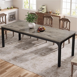 78&quot Gray & Black Dining Table Large Rectangle Kitchen Dinner Table for 6-8
