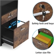 Mobile File Cabinet with Lock/2 Drawer Wood Filing for Letter Size Files