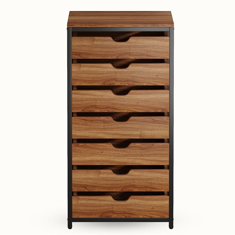 7-Drawer Storage Dresser Cabinet with Wheels/Industrial Wood Chest