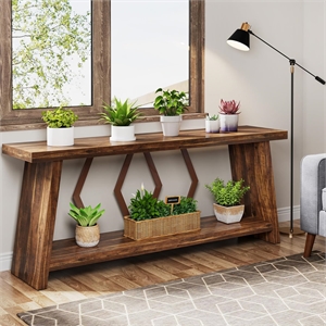70.9&quot Extra Long Farmhouse Console Table/2-Tier Narrow Entryway Sofa