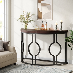 Half Moon Console Table for Entryway/43&quot Industrial Semi Circle Sofa