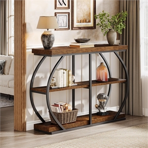 41.3&quot Industrial Console Table/3-Tier Entryway with Arched Metal Frame
