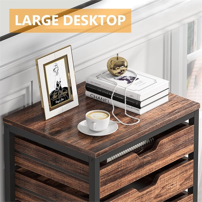 5 Drawer Chest/Wood Storage Dresser Cabinet with Wheels/Industrial