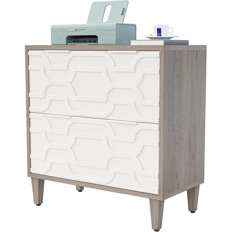 2-Drawer File Cabinet/Lateral Filing for A4/Letter/Legal Size/White