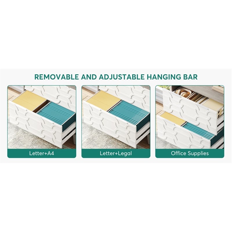 2-Drawer File Cabinet/Lateral Filing for A4/Letter/Legal Size/White