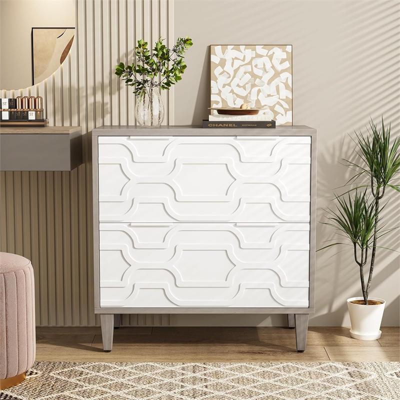 2-Drawer File Cabinet/Lateral Filing for A4/Letter/Legal Size/White