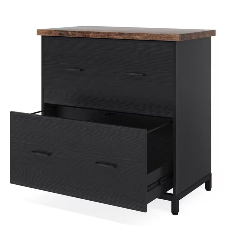 2-Drawer Lateral File Cabinet/Rustic Wood Filing for Home Office/A4