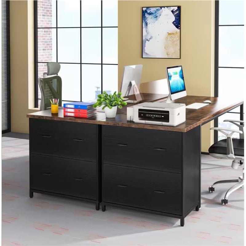 2-Drawer Lateral File Cabinet/Rustic Wood Filing for Home Office/A4