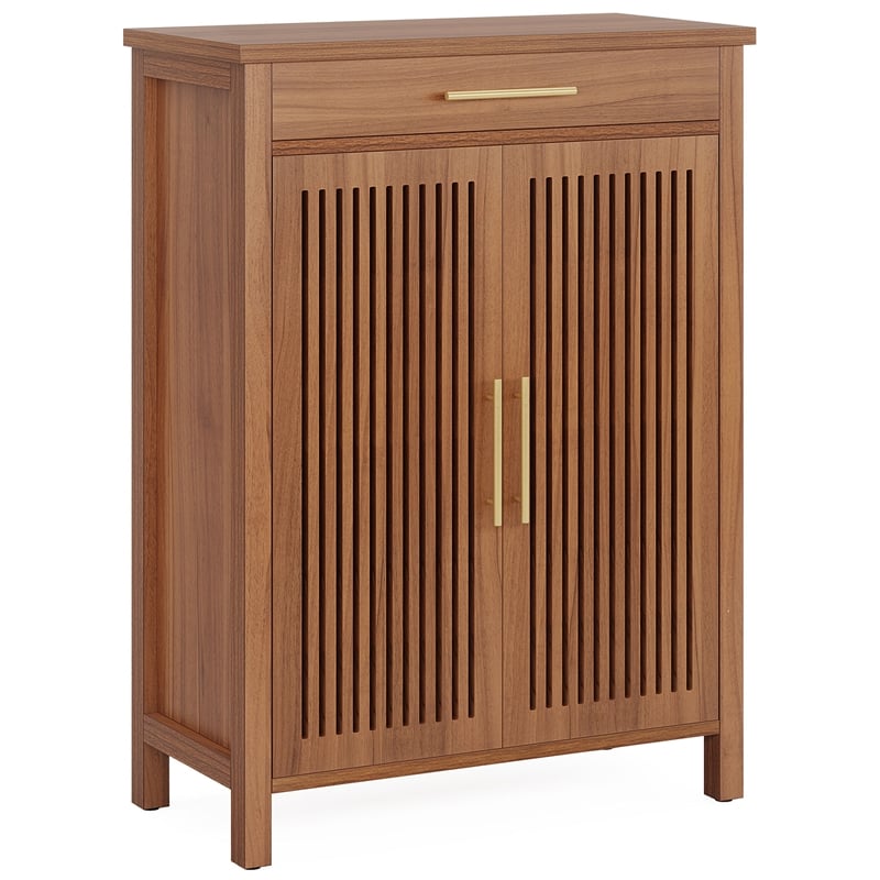 Shoe Cabinet/5-Tier Storage with Louvered Doors and Drawer/Freestanding