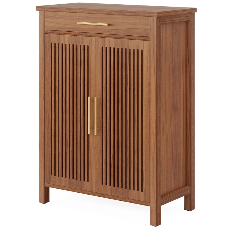 Shoe Cabinet/5-Tier Storage with Louvered Doors and Drawer/Freestanding