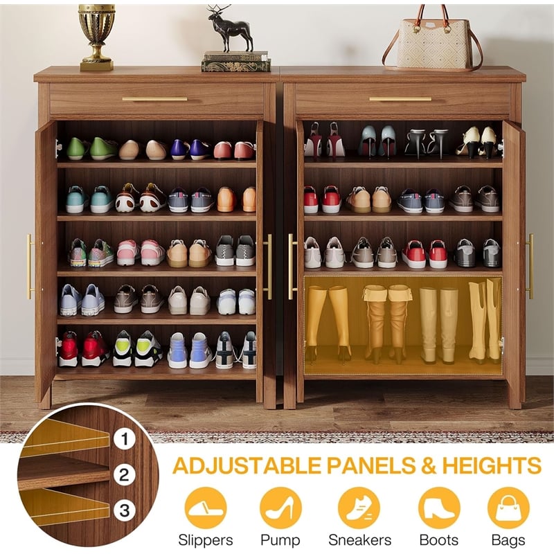 Shoe Cabinet/5-Tier Storage with Louvered Doors and Drawer/Freestanding